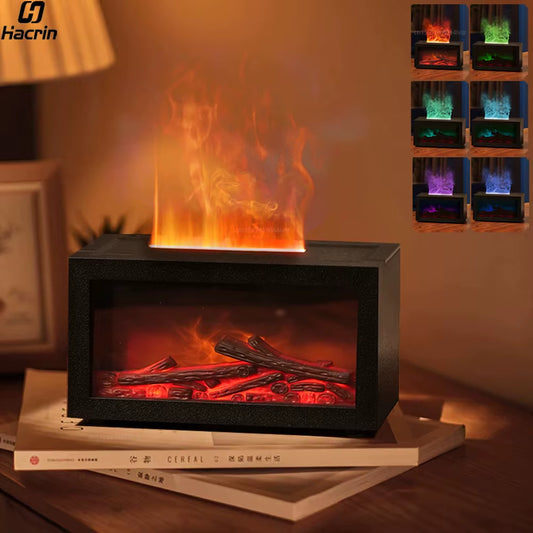 Fireplace Humidifier Aroma Flame Humidifier Fragrance Diffuser Aromatherapy Essential Oil Diffuser Fire Humidifier for Home Room